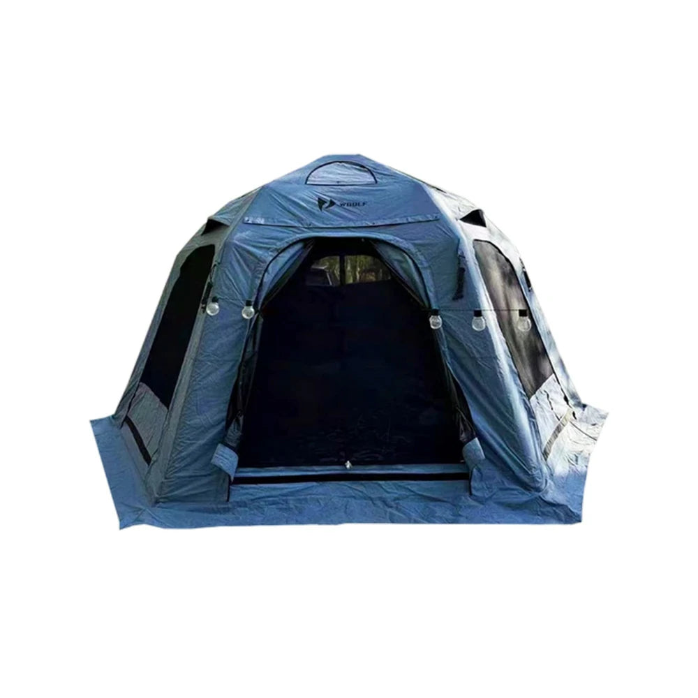 TREKKA Camping Tent with Mesh, Floor Mat & 3-Side TPU Door Panels - Waterproof, Windproof, Spacious, Easy Setup - Blue