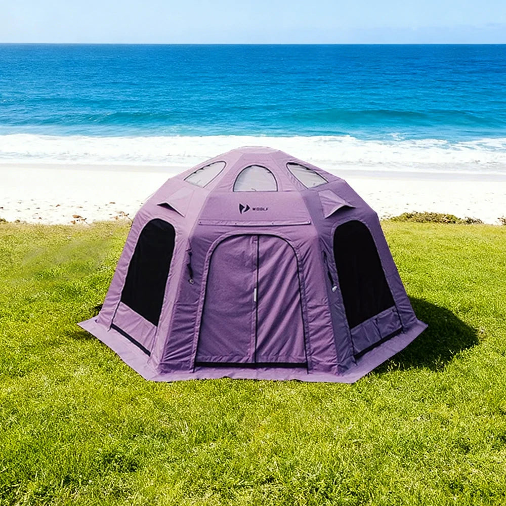 TREKKA Camping Tent with Mesh, Floor Mat & 3-Side TPU Door Panels - Waterproof, Windproof, Spacious, Easy Setup - Purple