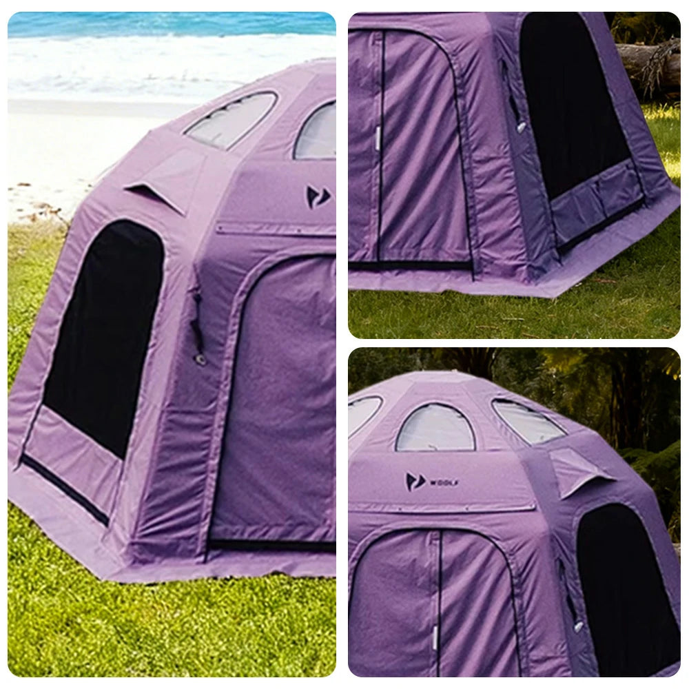 TREKKA Camping Tent with Mesh, Floor Mat & 3-Side TPU Door Panels - Waterproof, Windproof, Spacious, Easy Setup - Purple