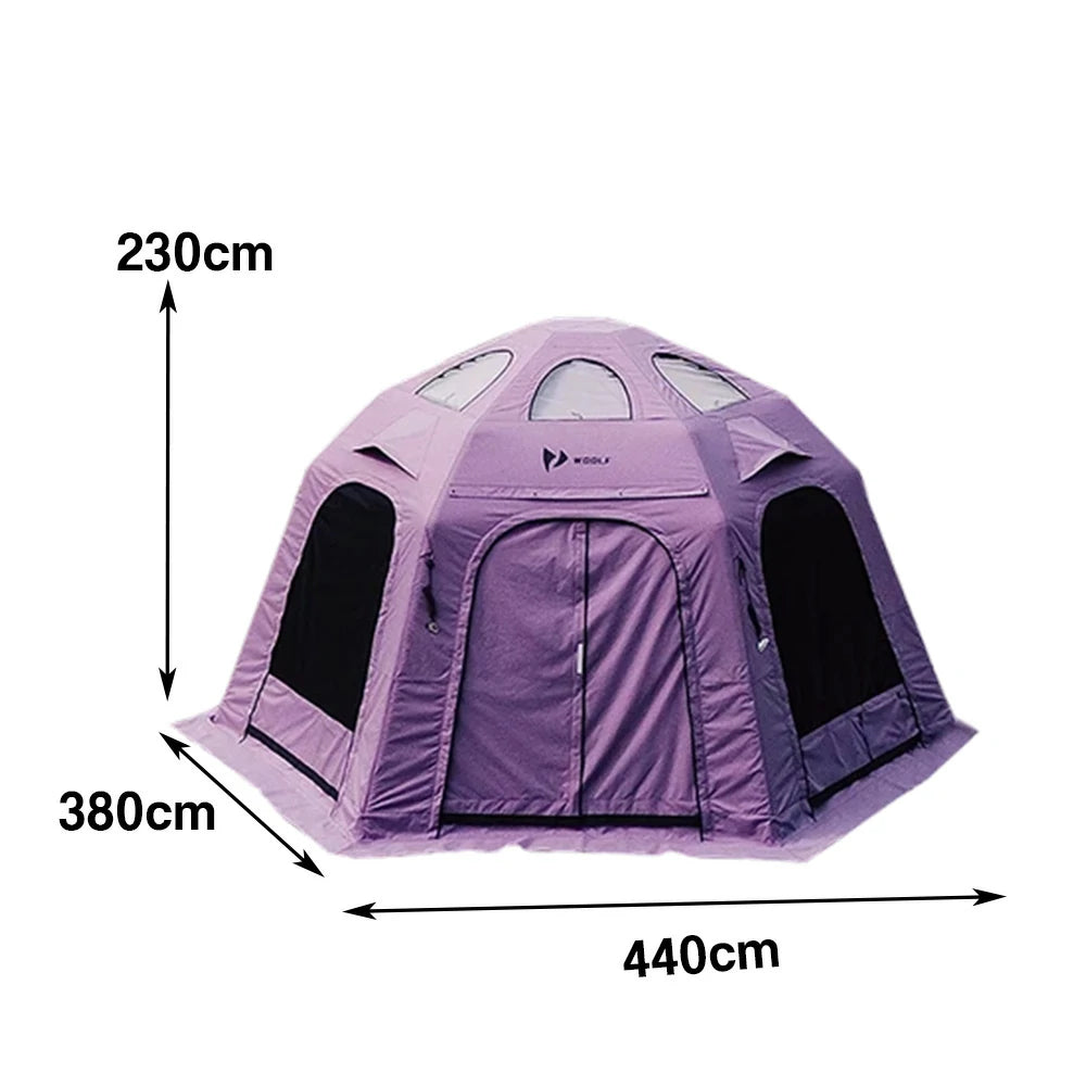 TREKKA Camping Tent with Mesh, Floor Mat & 3-Side TPU Door Panels - Waterproof, Windproof, Spacious, Easy Setup - Purple