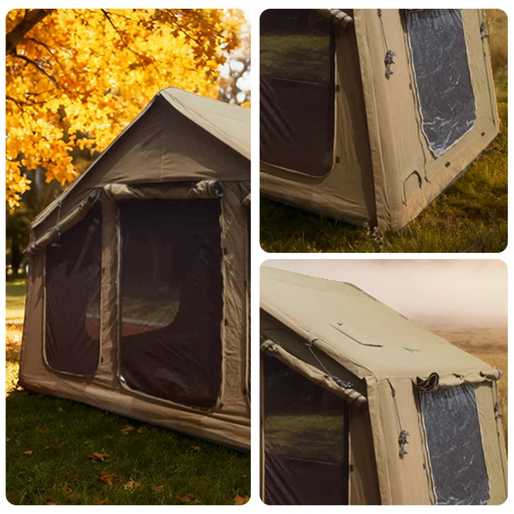 TREKKA Poly-Cotton Camping Tent - Durable Weather-Resistant Fabric, Breathable Mesh Windows, Spacious Interior, Easy Setup - Khaki