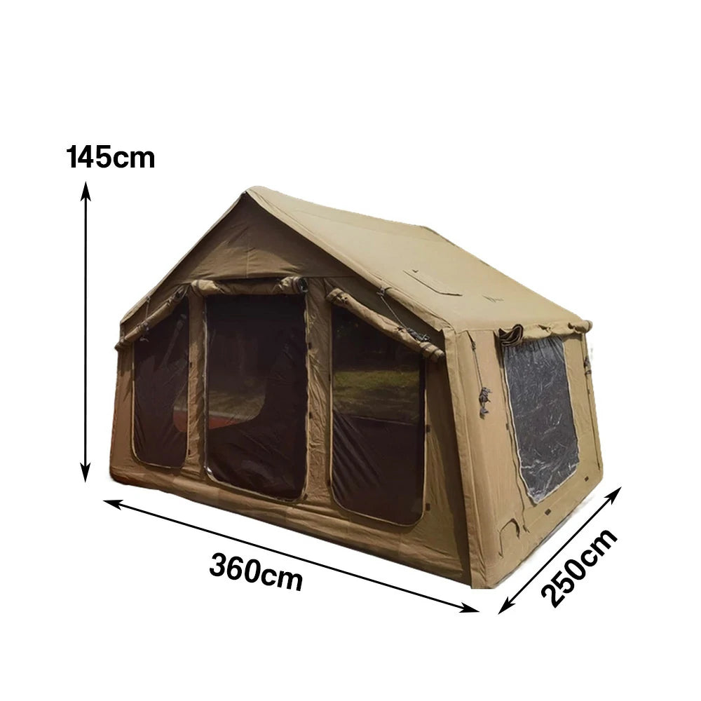 TREKKA Poly-Cotton Camping Tent - Durable Weather-Resistant Fabric, Breathable Mesh Windows, Spacious Interior, Easy Setup - Khaki