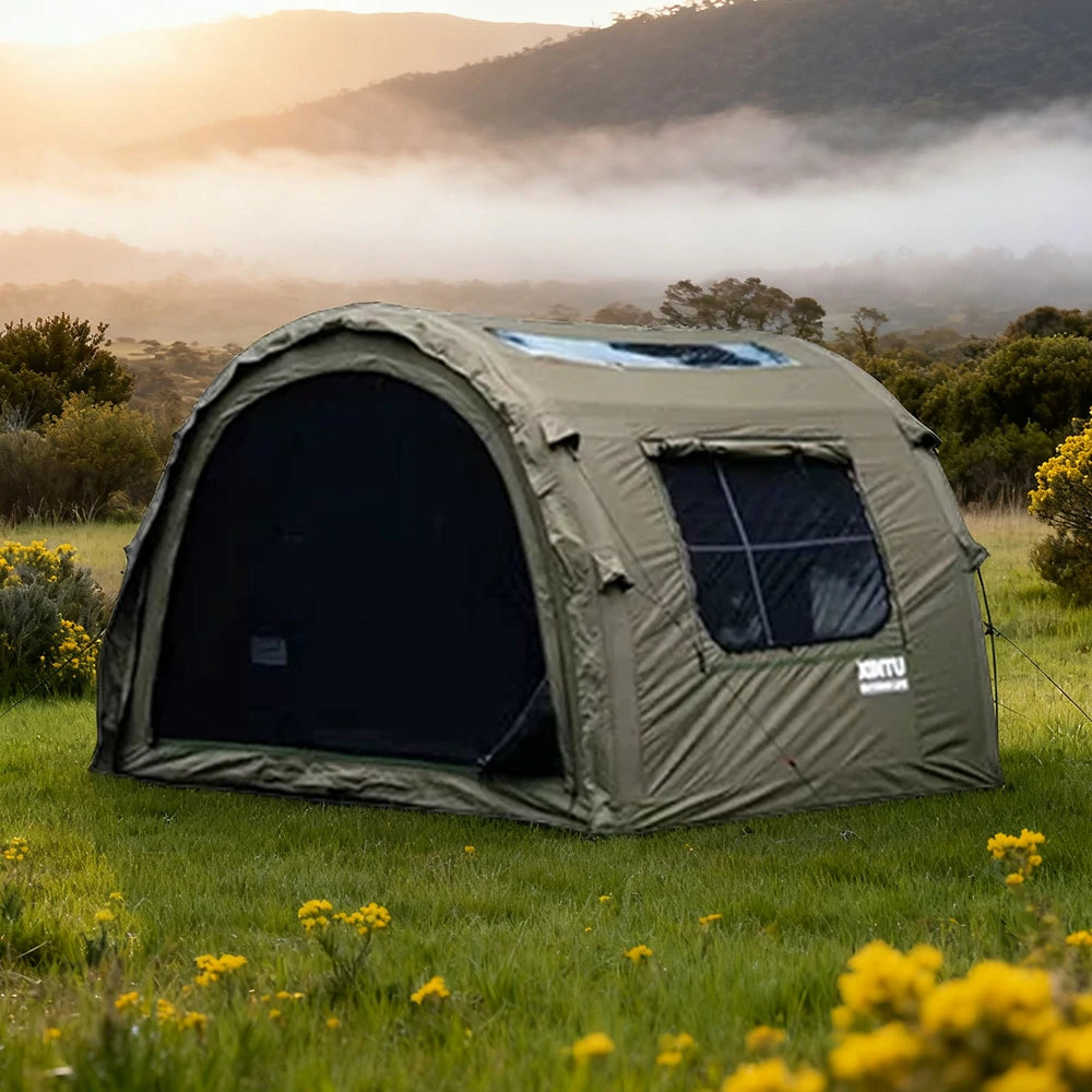 TREKKA Modular Inflatable Camping Tent for 2–3 People - All-Season Design, Extra-Stable Structure, Ideal for Autumn & Winter Camping - Army Green