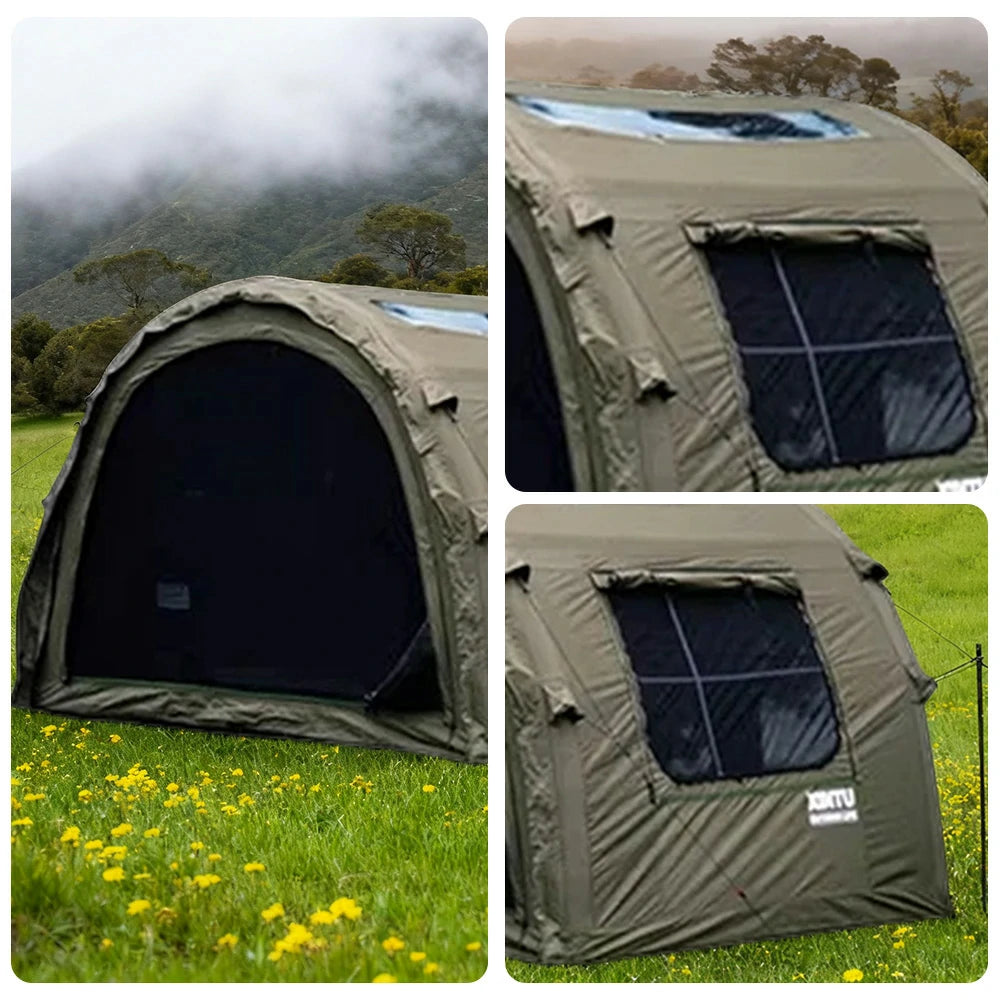 TREKKA Modular Inflatable Camping Tent for 2–3 People - All-Season Design, Extra-Stable Structure, Ideal for Autumn & Winter Camping - Army Green