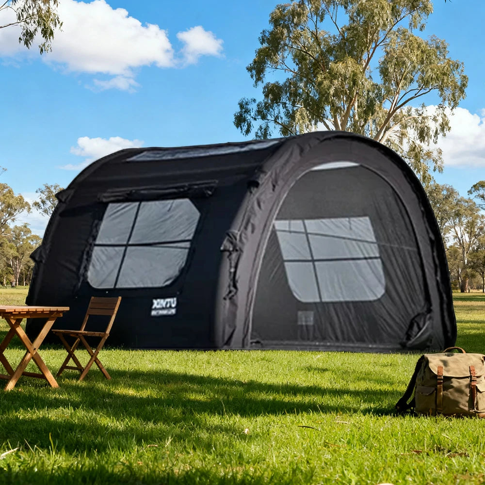 TREKKA Modular Inflatable Camping Tent for 2–3 People - All-Season Design, Extra-Stable Structure, Ideal for Autumn & Winter Camping - Black