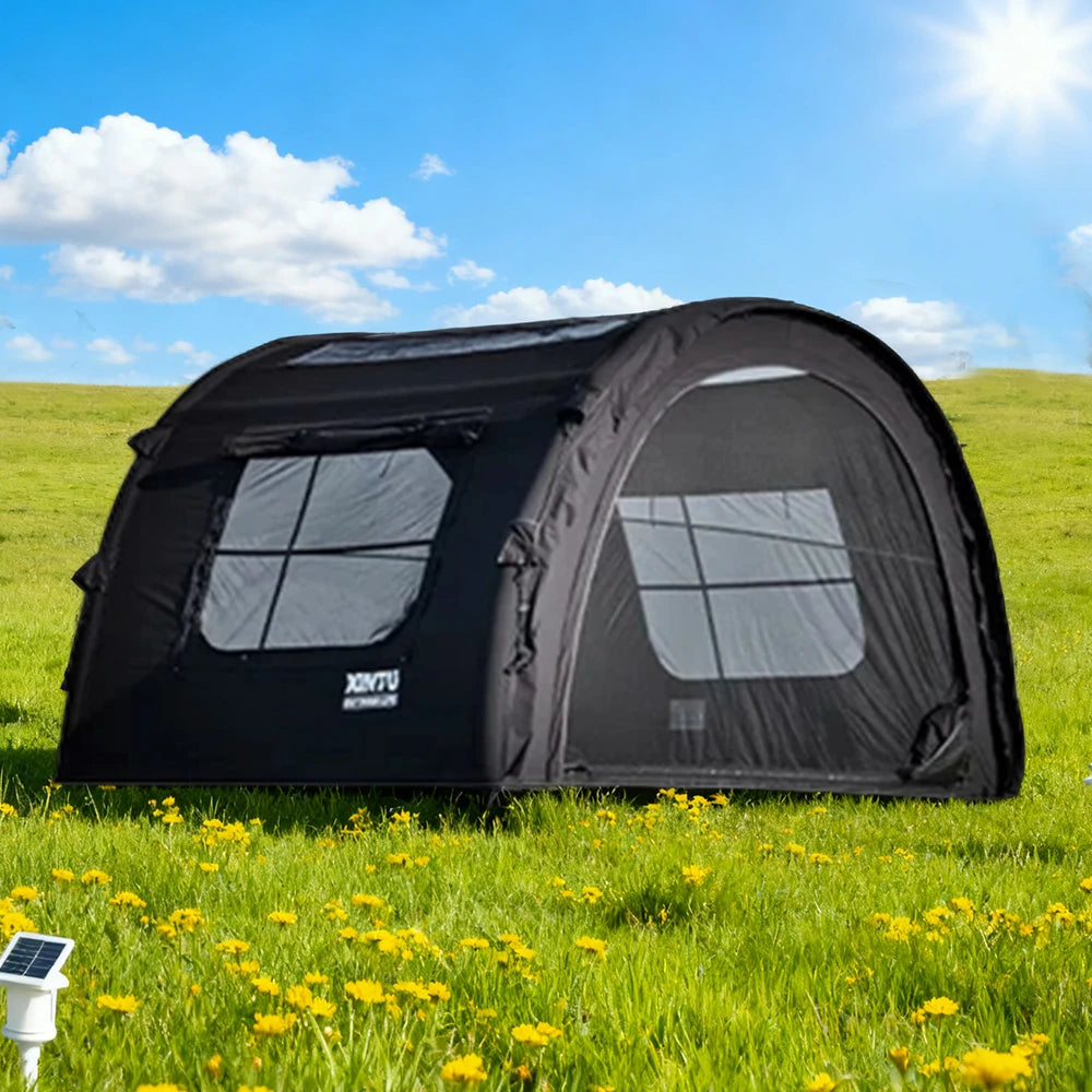 TREKKA Modular Inflatable Camping Tent for 2–3 People - All-Season Design, Extra-Stable Structure, Ideal for Autumn & Winter Camping - Black