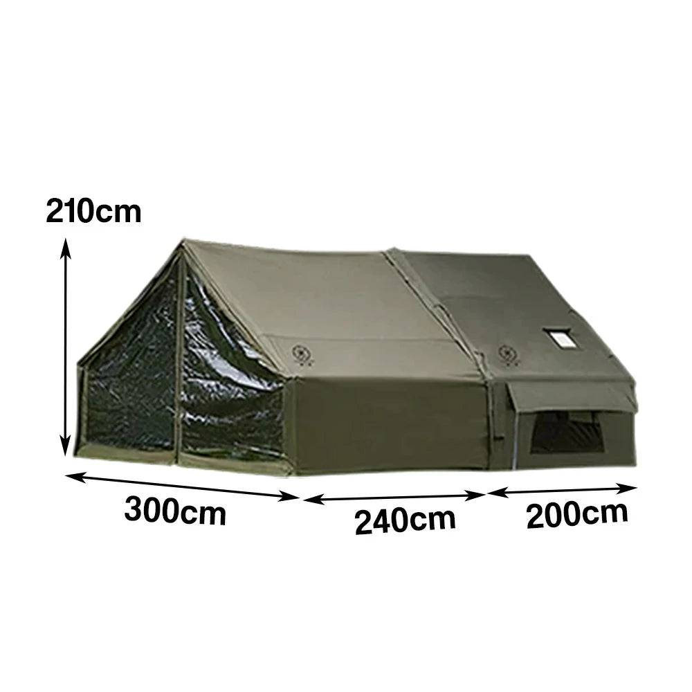 TREKKA Inflatable Camping Tent with Blackout Vestibule - UPF50+ Sun Protection, All-Season Shelter for 2–4 People - Army Green