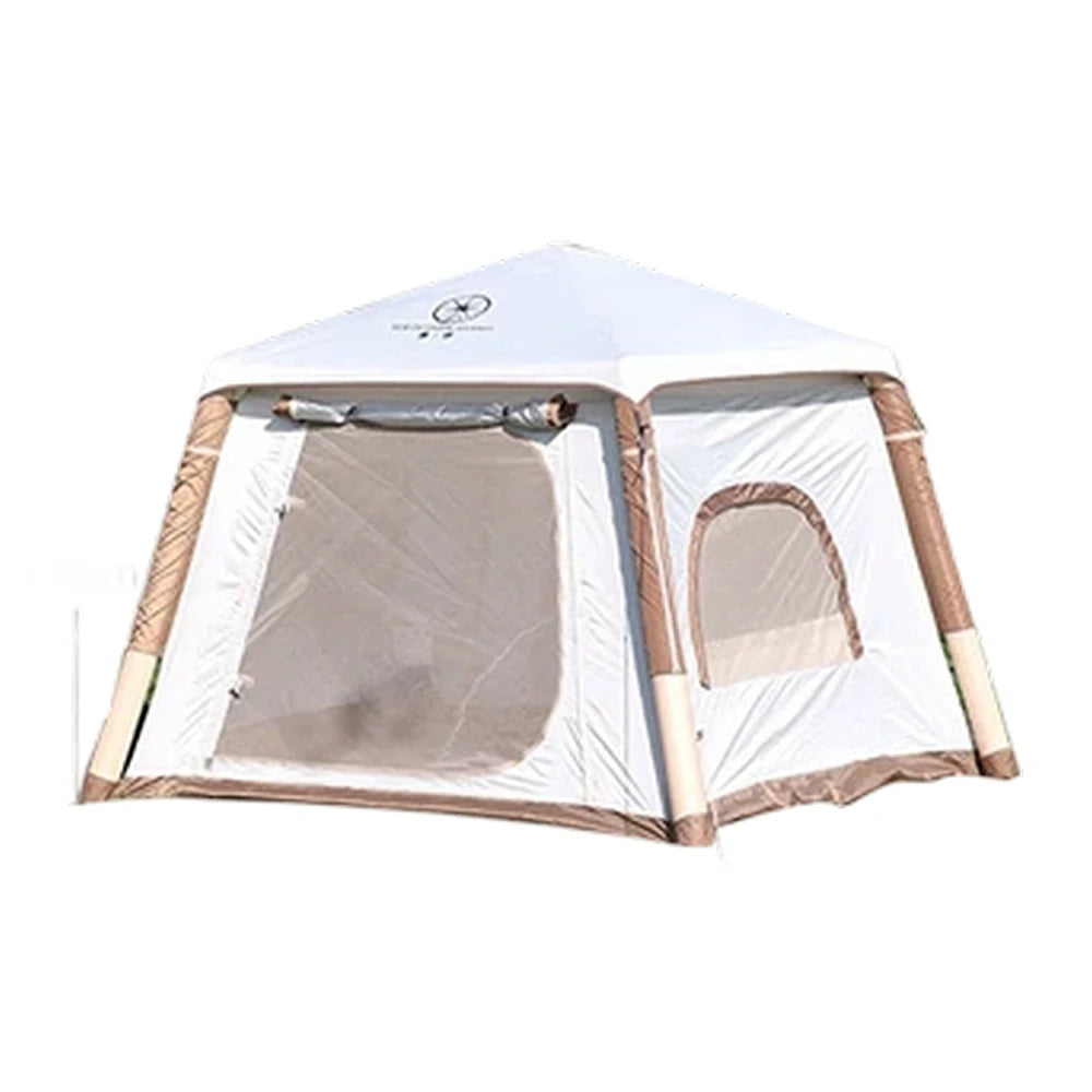 TREKKA Inflatable Camping Tent with Silver-Coated Roof - UPF50+ Sun Protection, Easy Setup, Compact Shelter for 2-4 People - Cream White