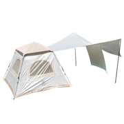 TREKKA Frame-Supported Auto-Open Camping Tent with Silver-Coated Canopy - Quick Setup, UPF50+ Sun Protection, Compact Outdoor Shelter - Light Khaki