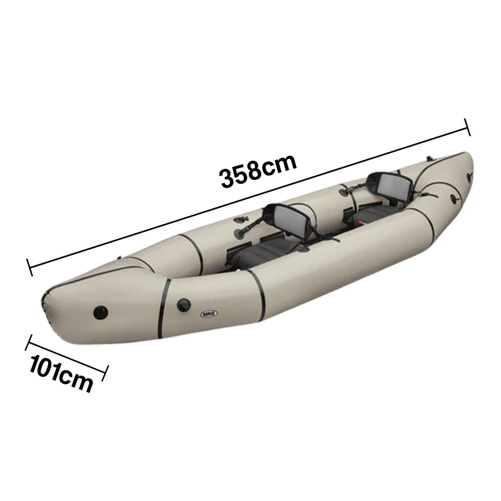 TREKKA 2-Person Inflatable Kayak Streamlined Patented Hull Lightweight Compact Design Spacious Interior for Recreation & Travel - Beige