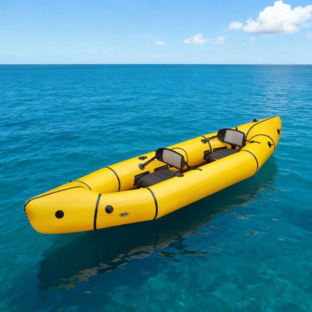 TREKKA 2-Person Inflatable Kayak Streamlined Patented Hull Lightweight Compact Design Spacious Interior for Recreation & Travel - Yellow
