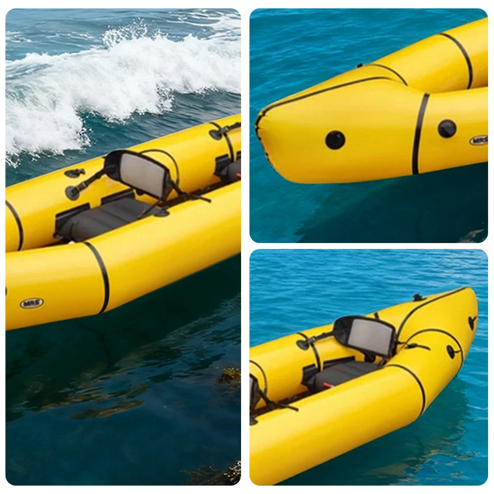TREKKA 2-Person Inflatable Kayak Streamlined Patented Hull Lightweight Compact Design Spacious Interior for Recreation & Travel - Yellow