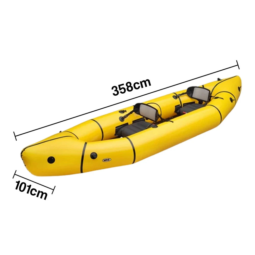 TREKKA 2-Person Inflatable Kayak Streamlined Patented Hull Lightweight Compact Design Spacious Interior for Recreation & Travel - Yellow