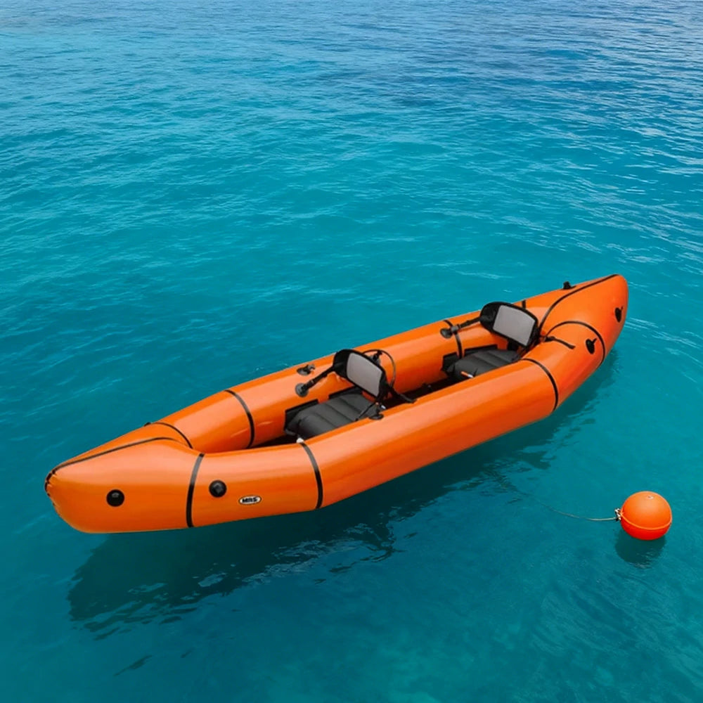 TREKKA 2-Person Inflatable Kayak Streamlined Patented Hull Lightweight Compact Design Spacious Interior for Recreation & Travel - Orange