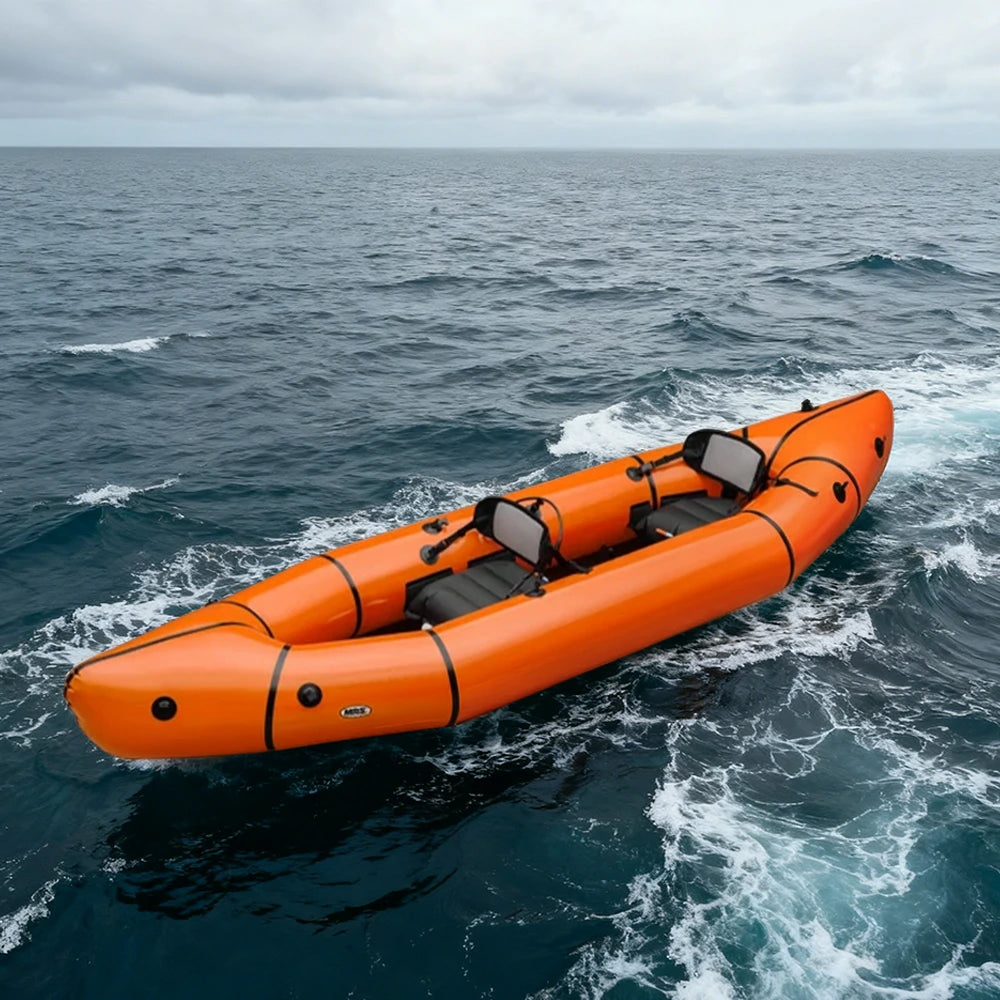 TREKKA 2-Person Inflatable Kayak Streamlined Patented Hull Lightweight Compact Design Spacious Interior for Recreation & Travel - Orange