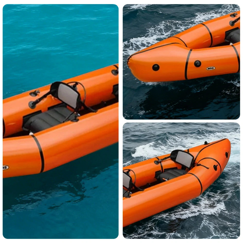 TREKKA 2-Person Inflatable Kayak Streamlined Patented Hull Lightweight Compact Design Spacious Interior for Recreation & Travel - Orange
