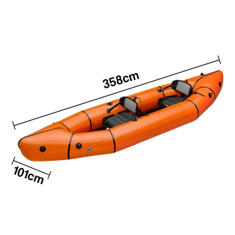 TREKKA 2-Person Inflatable Kayak Streamlined Patented Hull Lightweight Compact Design Spacious Interior for Recreation & Travel - Orange