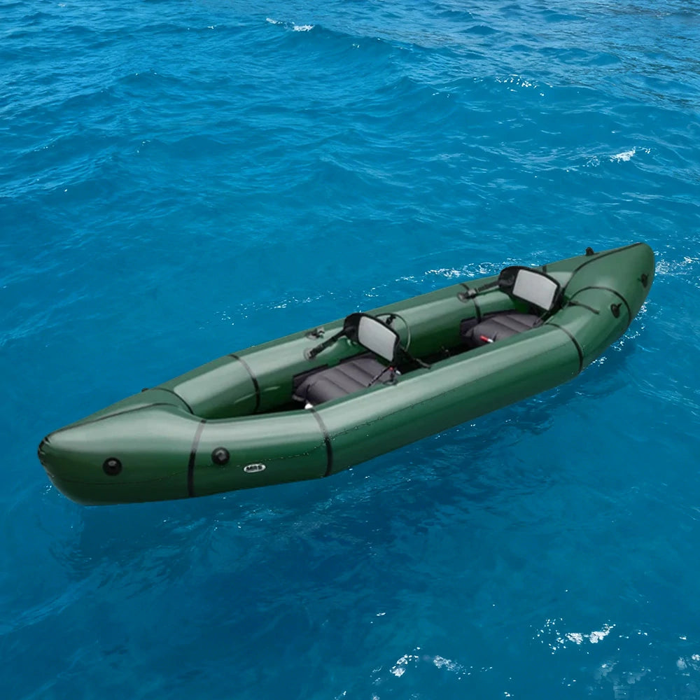 TREKKA 2-Person Inflatable Kayak Streamlined Patented Hull Lightweight Compact Design Spacious Interior for Recreation & Travel - Green