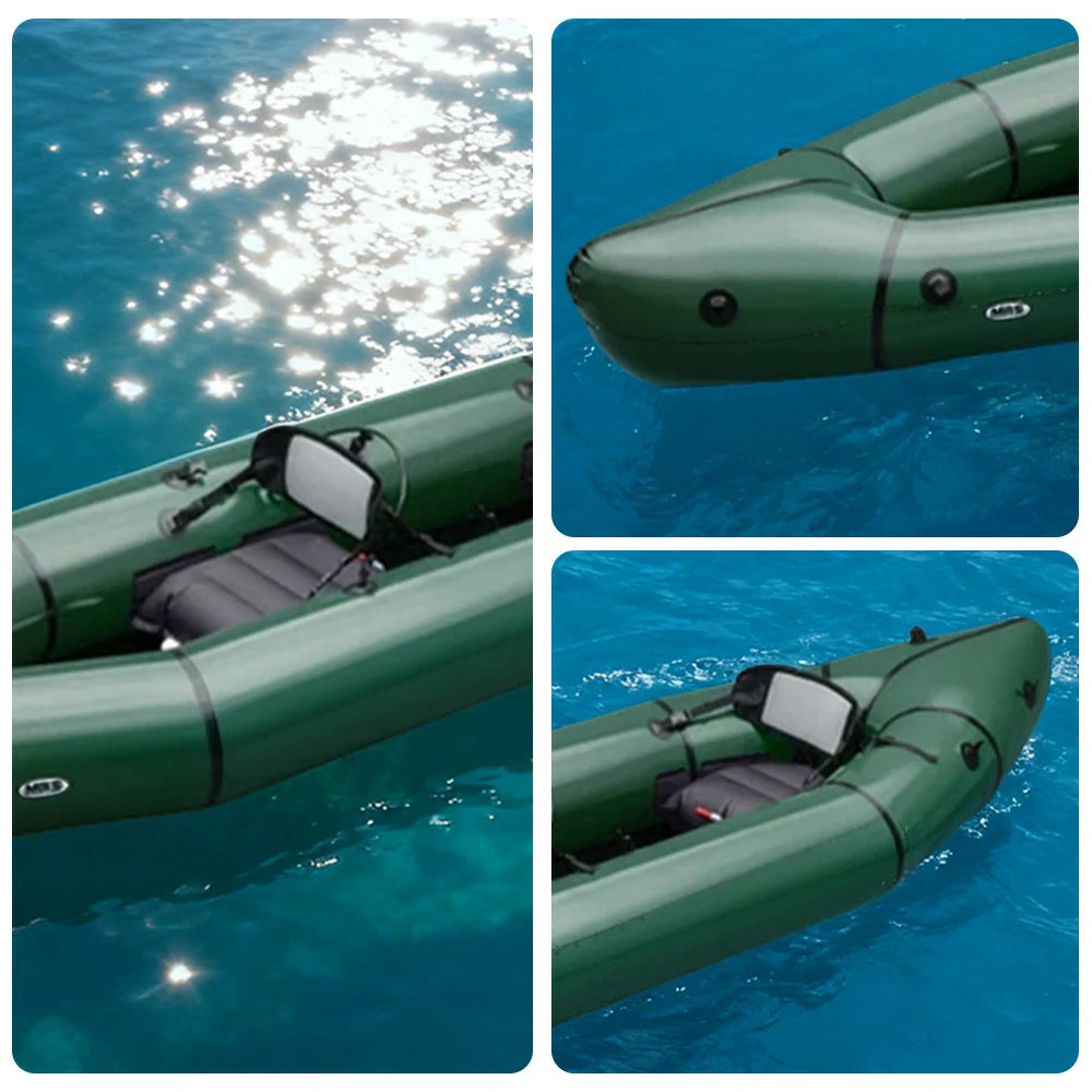 TREKKA 2-Person Inflatable Kayak Streamlined Patented Hull Lightweight Compact Design Spacious Interior for Recreation & Travel - Green