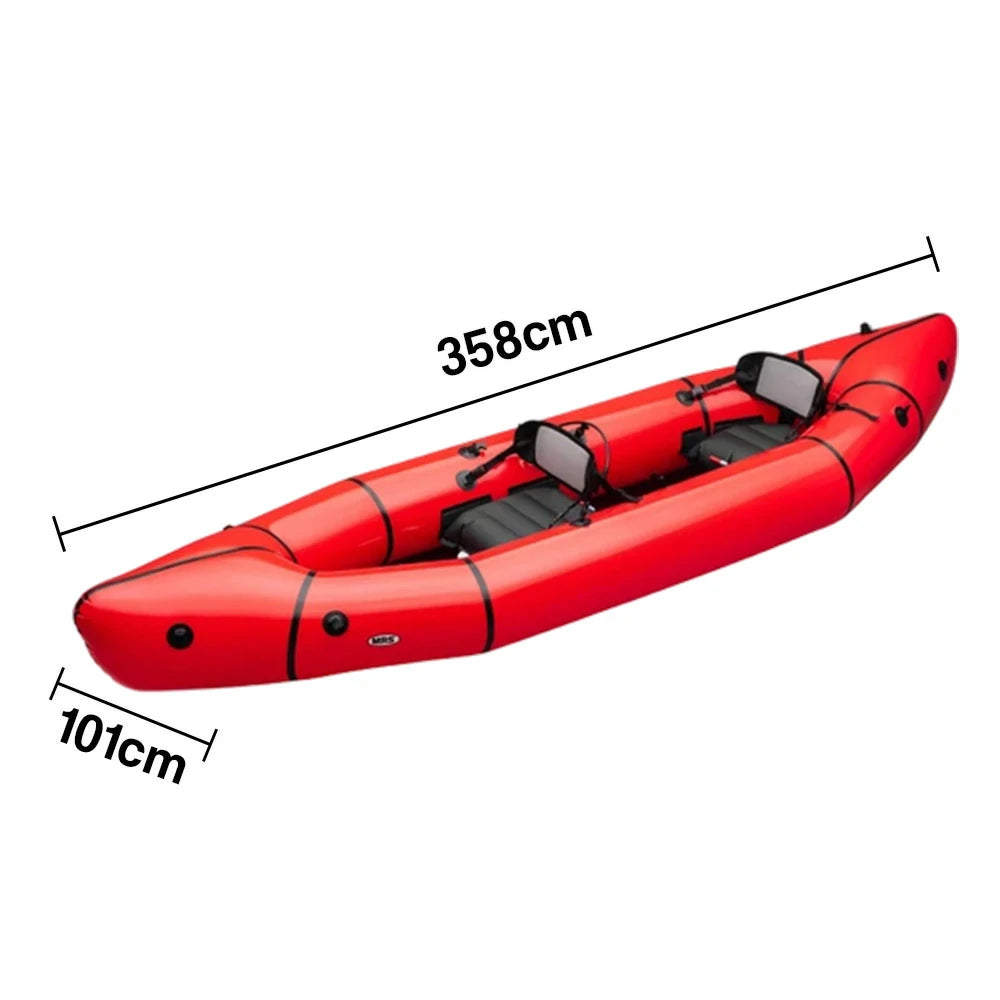 TREKKA 2-Person Inflatable Kayak Streamlined Patented Hull Lightweight Compact Design Spacious Interior for Recreation & Travel - Red