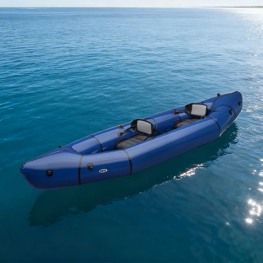 TREKKA 2-Person Inflatable Kayak Streamlined Patented Hull Lightweight Compact Design Spacious Interior for Recreation & Travel - Blue