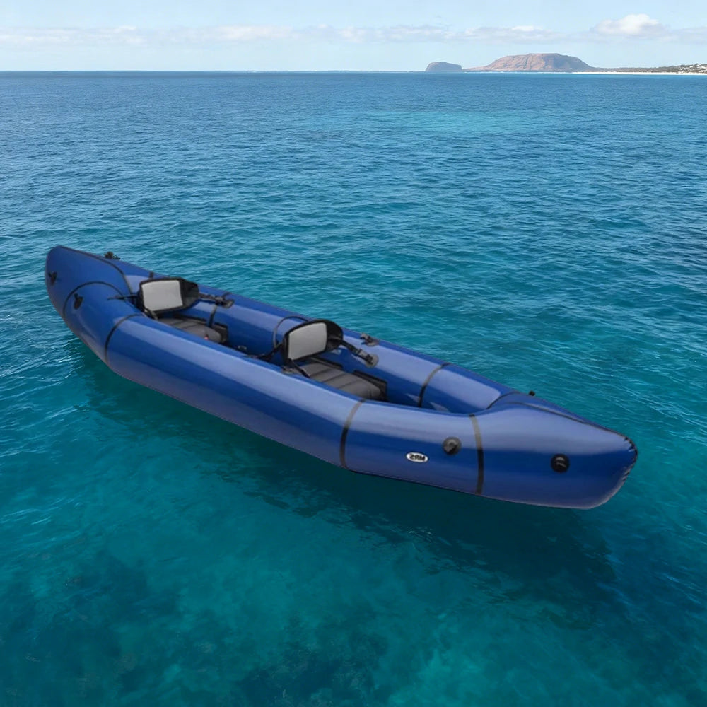 TREKKA 2-Person Inflatable Kayak Streamlined Patented Hull Lightweight Compact Design Spacious Interior for Recreation & Travel - Blue