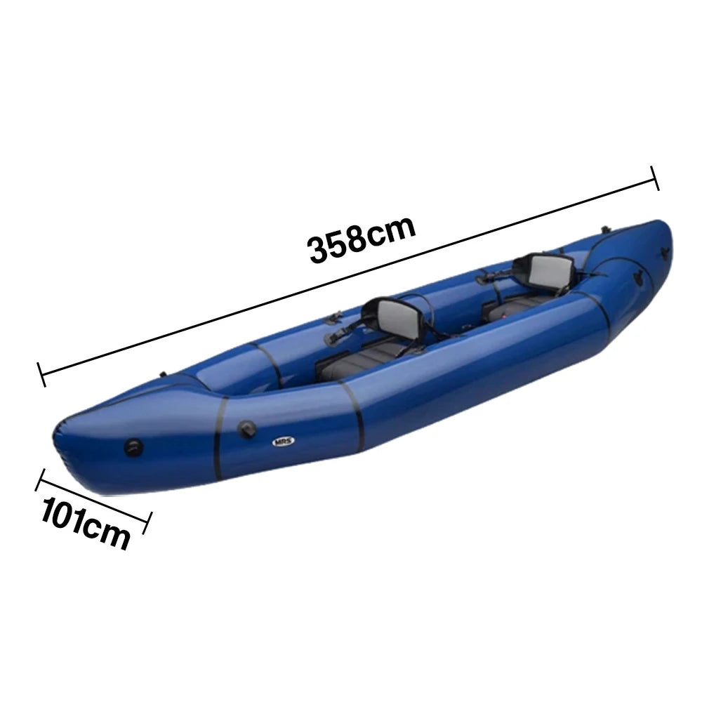 TREKKA 2-Person Inflatable Kayak Streamlined Patented Hull Lightweight Compact Design Spacious Interior for Recreation & Travel - Blue