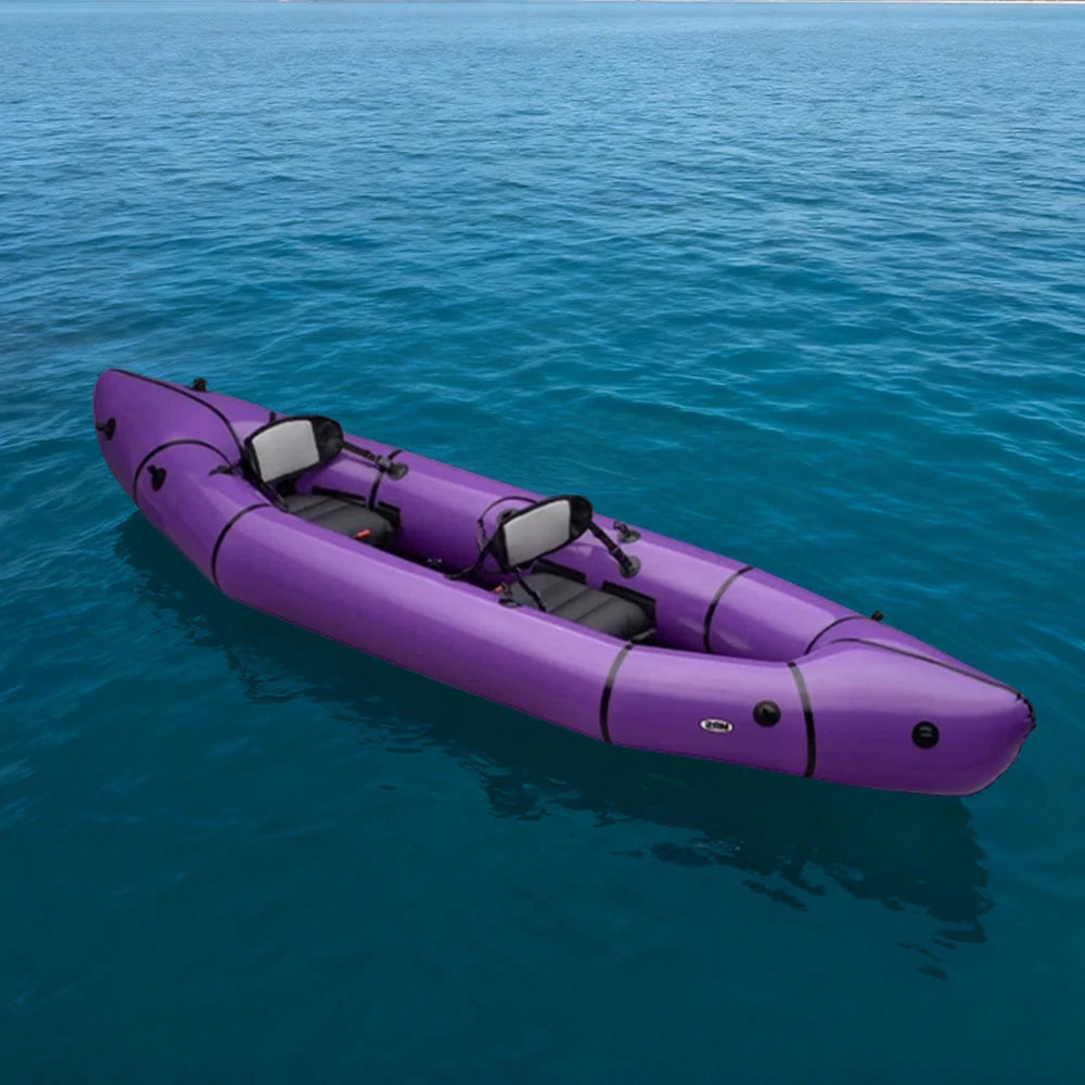 TREKKA 2-Person Inflatable Kayak Streamlined Patented Hull Lightweight Compact Design Spacious Interior for Recreation & Travel - Purple