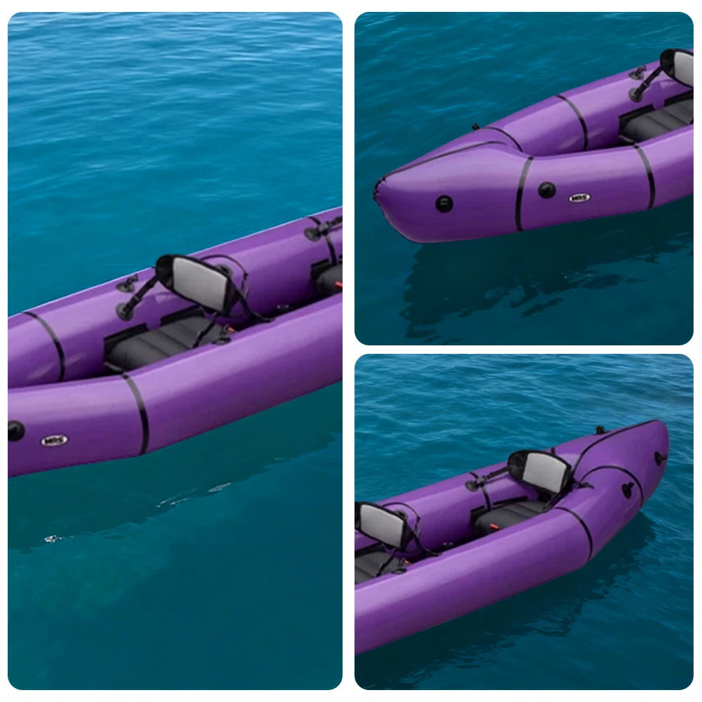 TREKKA 2-Person Inflatable Kayak Streamlined Patented Hull Lightweight Compact Design Spacious Interior for Recreation & Travel - Purple