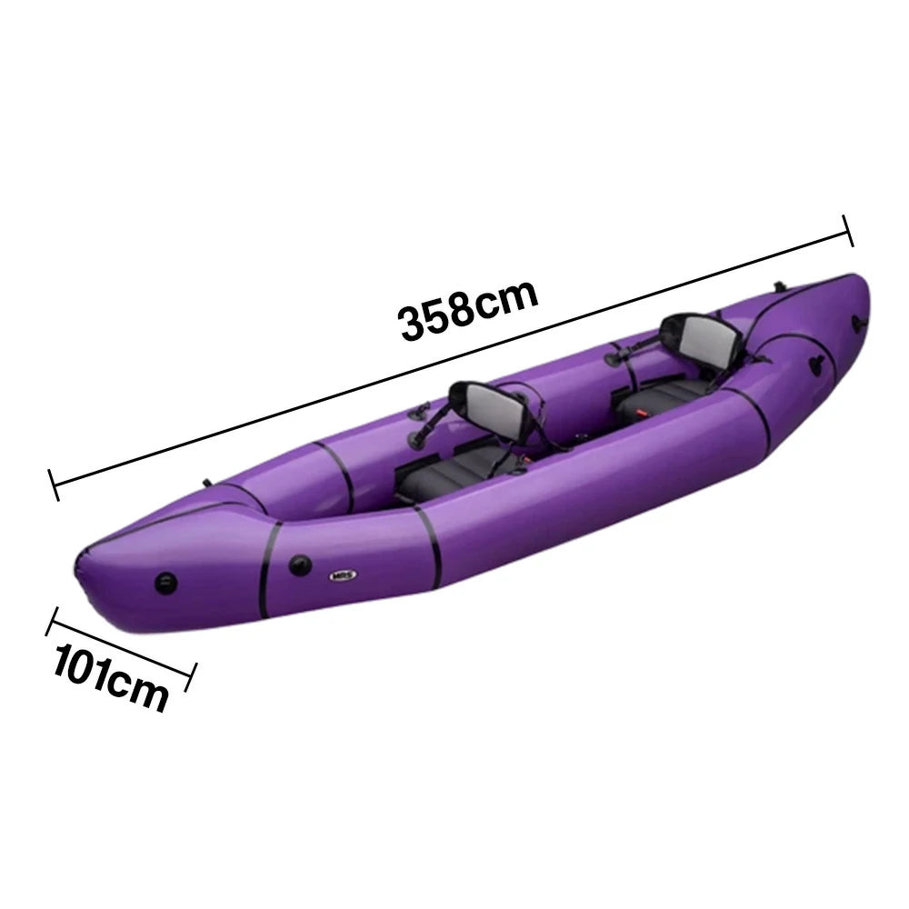 TREKKA 2-Person Inflatable Kayak Streamlined Patented Hull Lightweight Compact Design Spacious Interior for Recreation & Travel - Purple