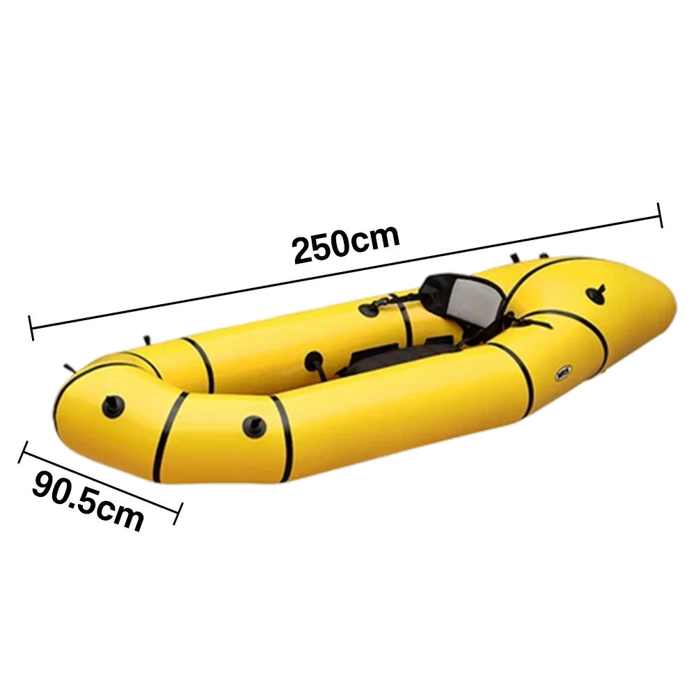 TREKKA Single Inflatable Kayak Lightweight Compact Design Breathable Mesh Backrest Ideal for Boating & Fishing - Yellow