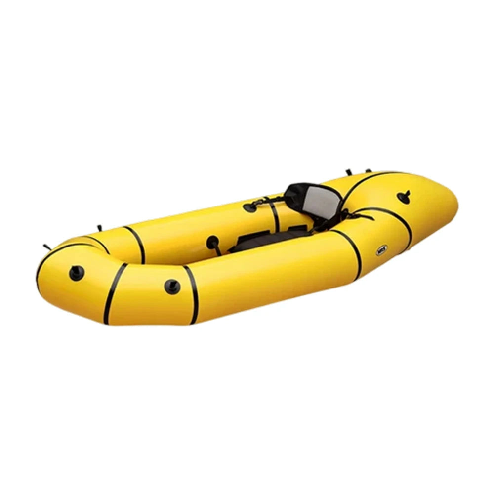 TREKKA Single Inflatable Kayak Lightweight Compact Design Breathable Mesh Backrest Ideal for Boating & Fishing - Yellow