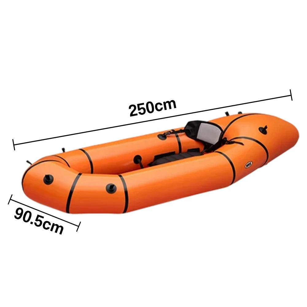 TREKKA Single Inflatable Kayak Lightweight Compact Design Breathable Mesh Backrest Ideal for Boating & Fishing - Orange