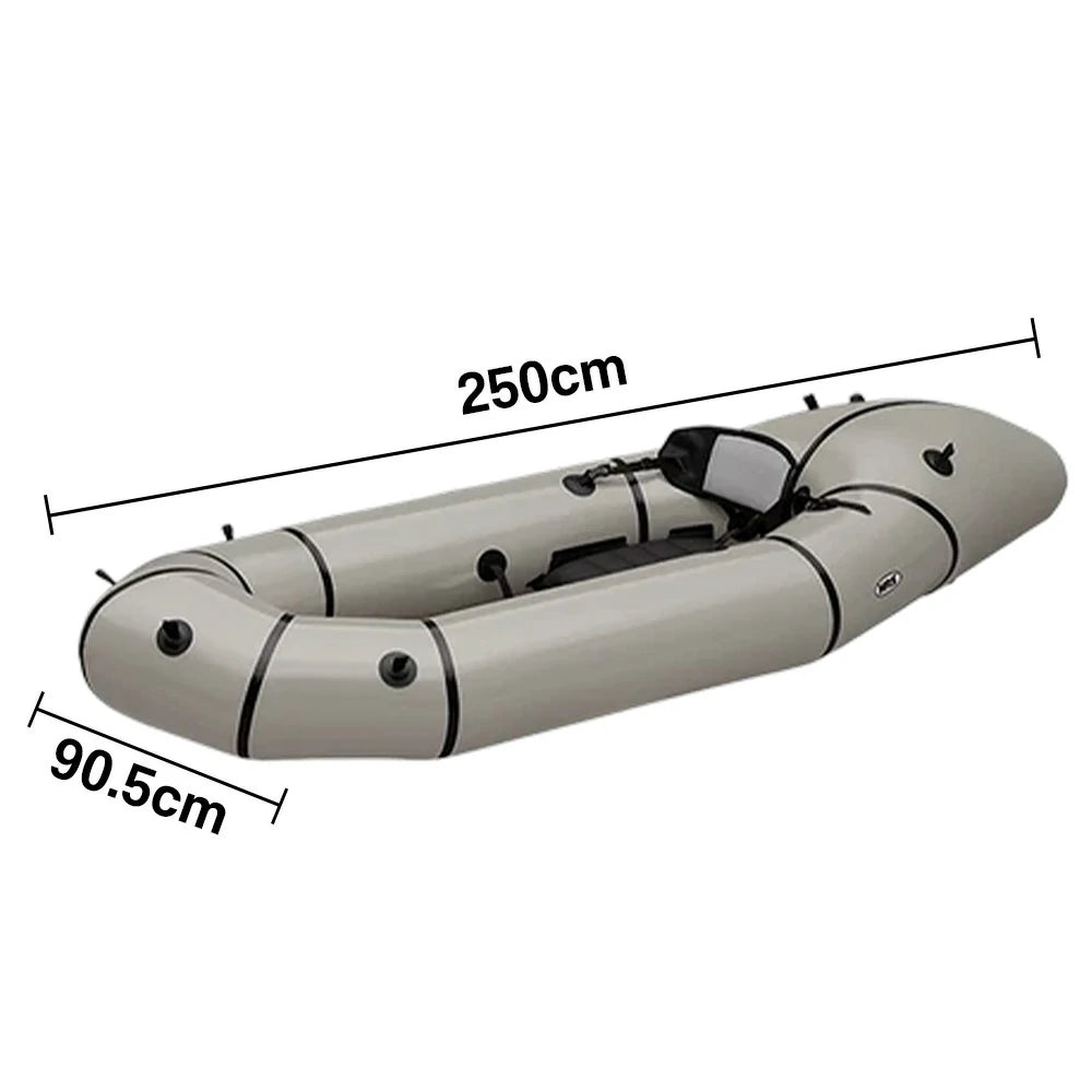 TREKKA Single Inflatable Kayak Lightweight Compact Design Breathable Mesh Backrest Ideal for Boating & Fishing - Beige