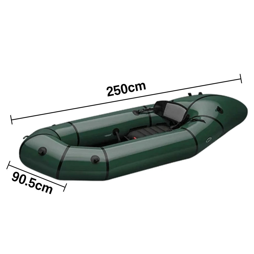 TREKKA Single Inflatable Kayak Lightweight Compact Design Breathable Mesh Backrest Ideal for Boating & Fishing - Green