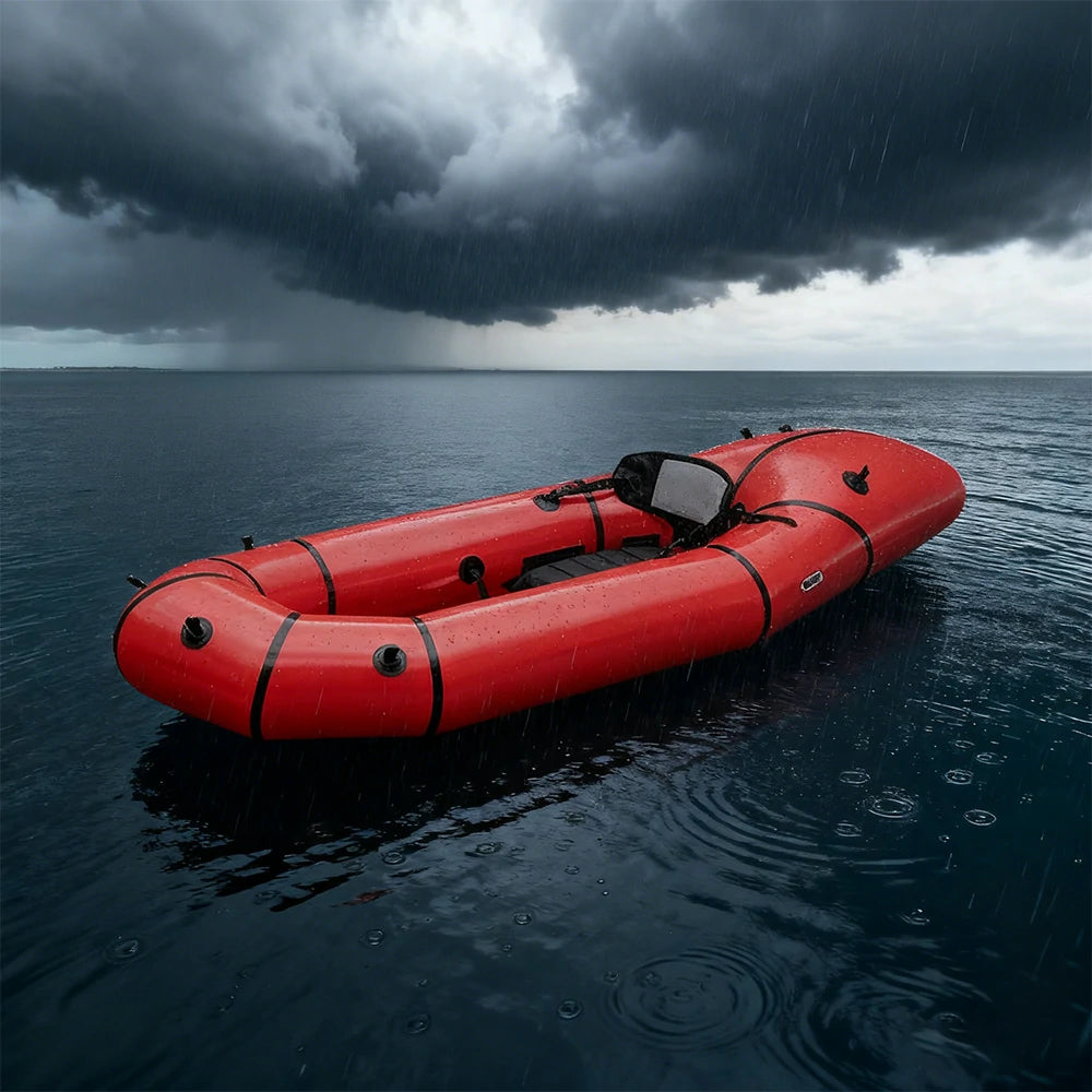 TREKKA Single Inflatable Kayak Lightweight Compact Design Breathable Mesh Backrest Ideal for Boating & Fishing - Red