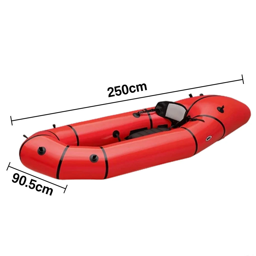 TREKKA Single Inflatable Kayak Lightweight Compact Design Breathable Mesh Backrest Ideal for Boating & Fishing - Red