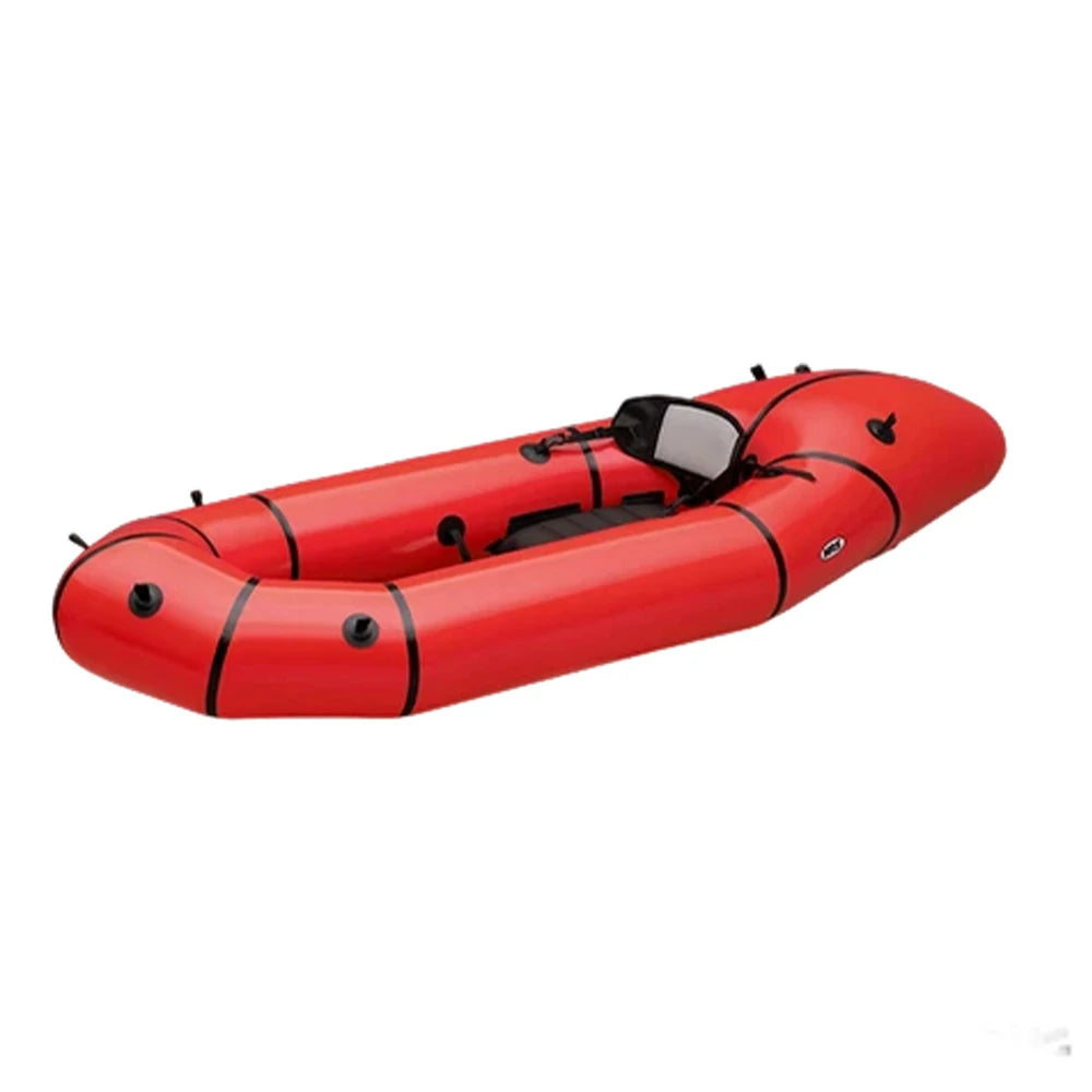 TREKKA Single Inflatable Kayak Lightweight Compact Design Breathable Mesh Backrest Ideal for Boating & Fishing - Red