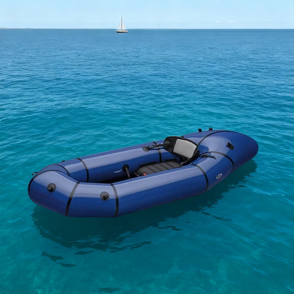 TREKKA Single Inflatable Kayak Lightweight Compact Design Breathable Mesh Backrest Ideal for Boating & Fishing - Blue