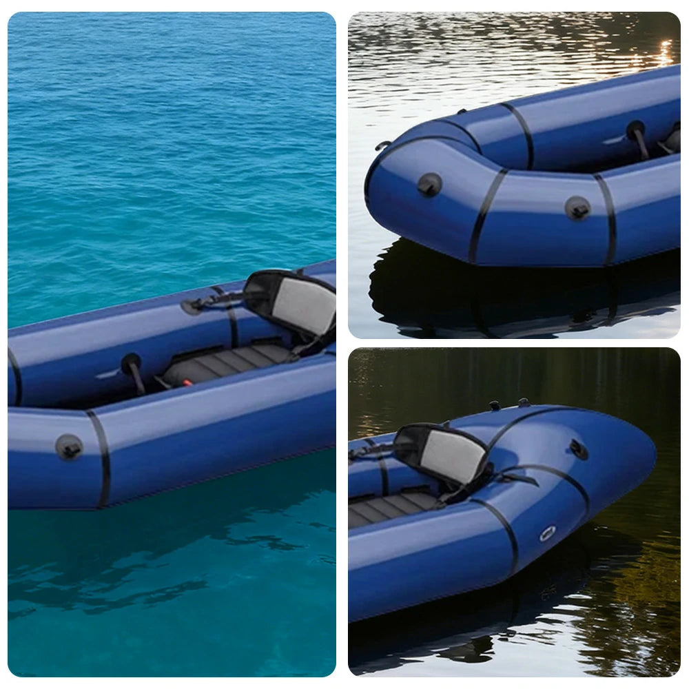 TREKKA Single Inflatable Kayak Lightweight Compact Design Breathable Mesh Backrest Ideal for Boating & Fishing - Blue