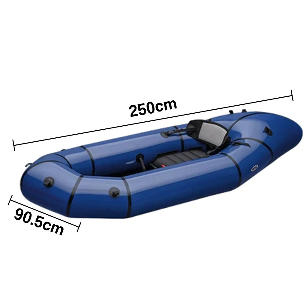 TREKKA Single Inflatable Kayak Lightweight Compact Design Breathable Mesh Backrest Ideal for Boating & Fishing - Blue