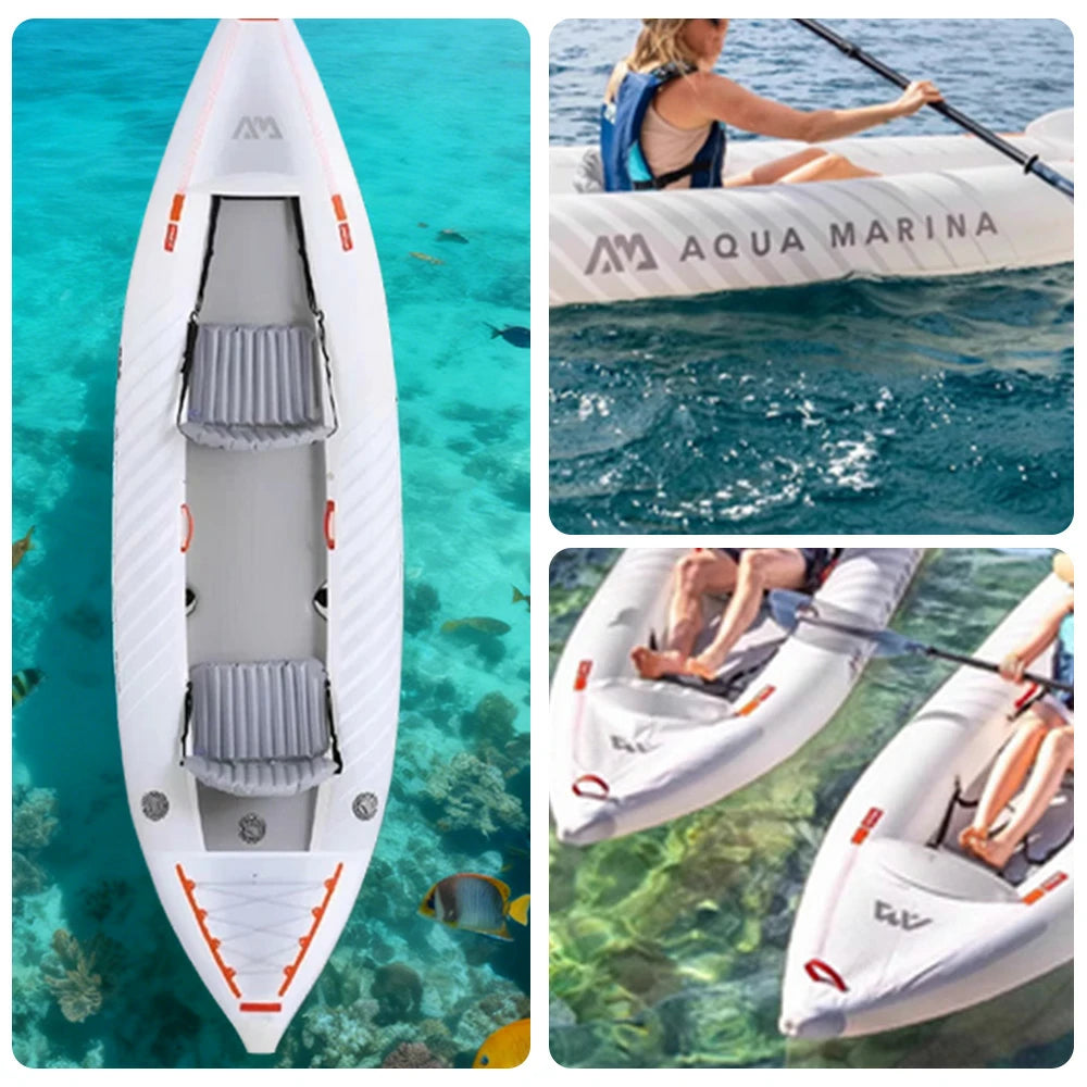 TREKKA 2-Person Inflatable Kayak Ultra-Lightweight Durable Design Tapered Bow Splash Guard Ideal for Boating & Fishing