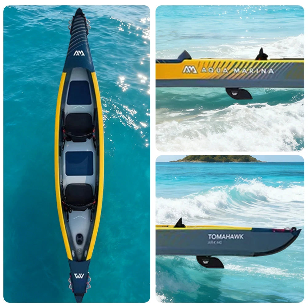 TREKKA 1/2/3-Person Inflatable Kayak Lightweight Durable Design Inflatable Keel Splash-Proof Shields Ideal for Boating & Fishing