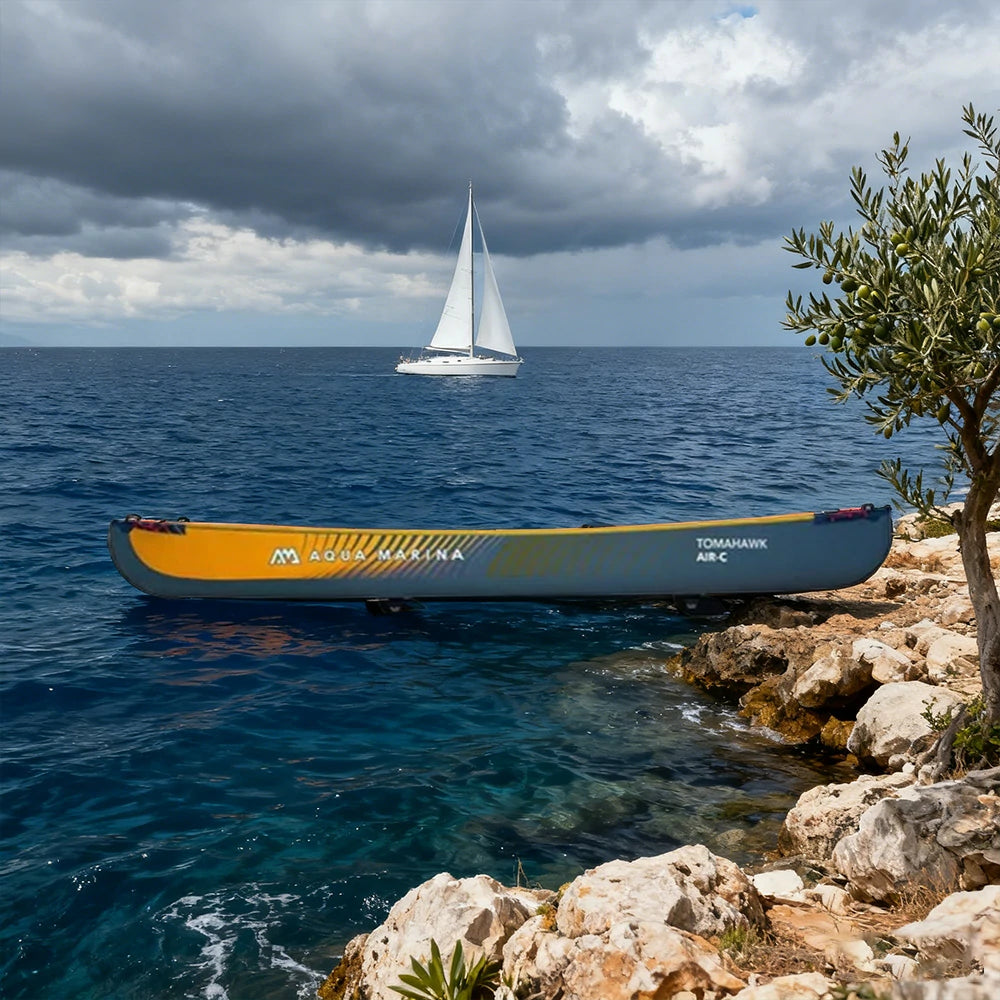 TREKKA 1/2/3-Person Inflatable Kayak Lightweight Durable Design Inflatable Keel Splash-Proof Shields Ideal for Boating & Fishing