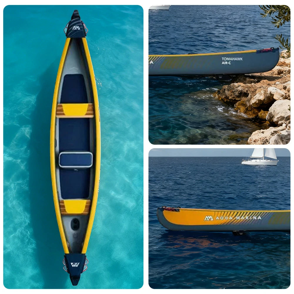 TREKKA 1/2/3-Person Inflatable Kayak Lightweight Durable Design Inflatable Keel Splash-Proof Shields Ideal for Boating & Fishing