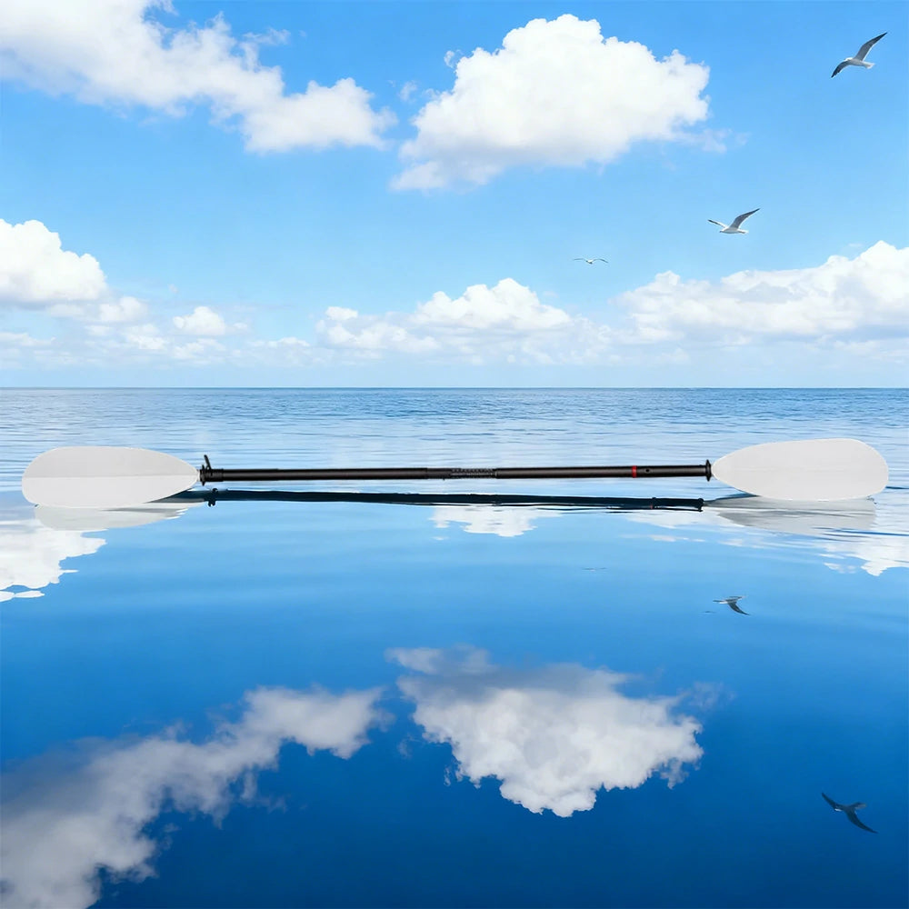 TREKKA Fiberglass Paddle Adjustable Blade Splash Guard 220cm Lightweight for Inflatable Kayaks & Canoes - White