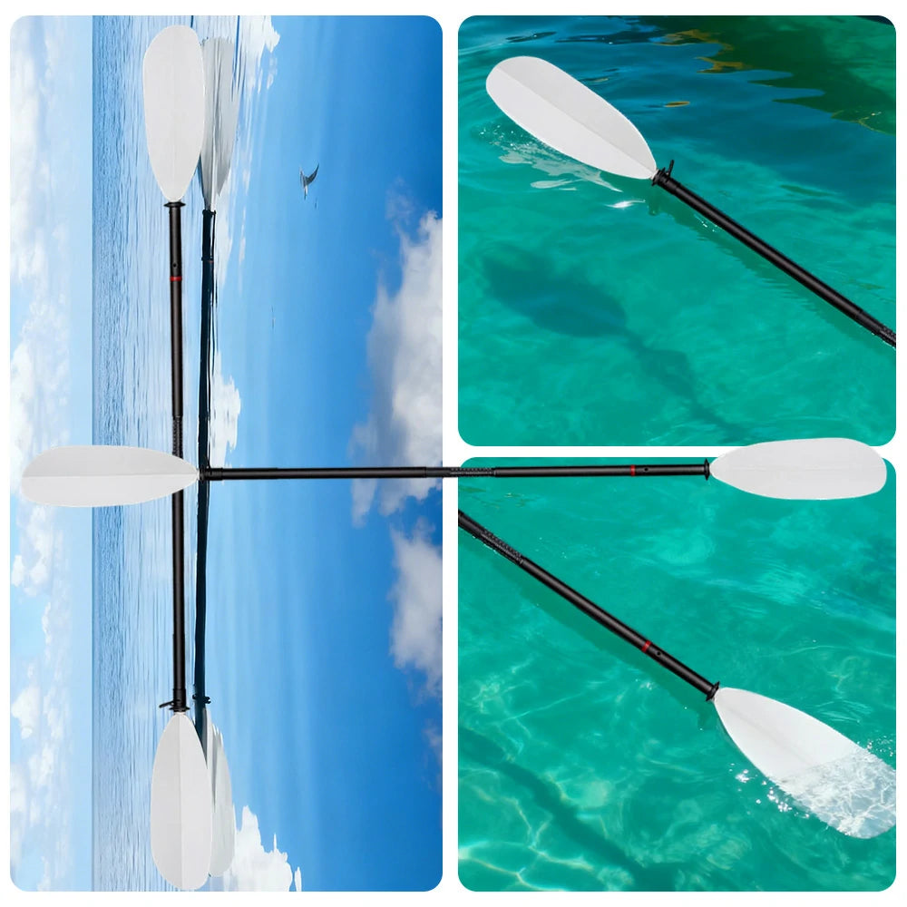 TREKKA Fiberglass Paddle Adjustable Blade Splash Guard 220cm Lightweight for Inflatable Kayaks & Canoes - White