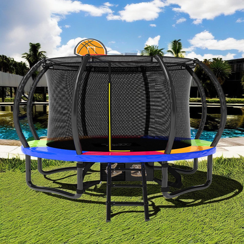 POP MASTER 6/8/10/12/14/16FT Curved Trampoline With PE Sunshade