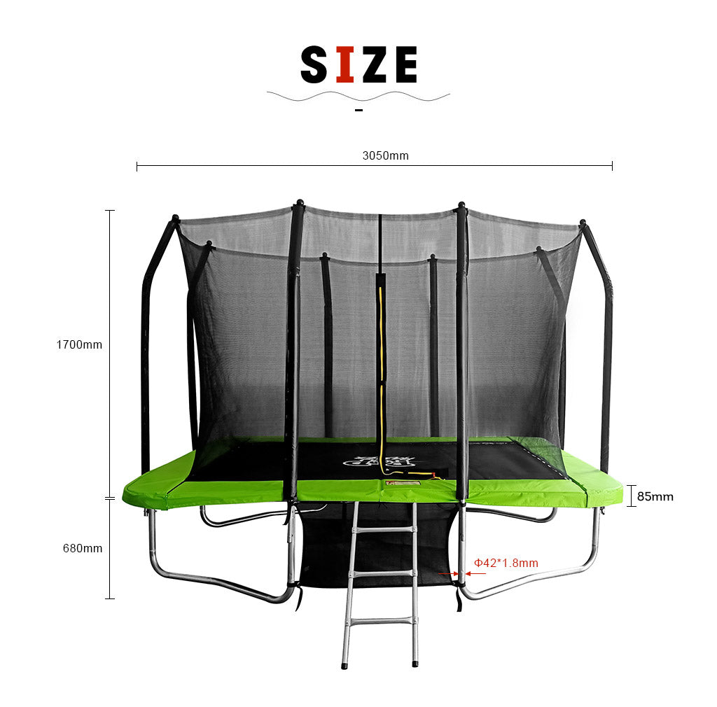 POP MASTER 7FT x 10FT Rectangular Trampoline with Spring Ladder Safety Net Kids