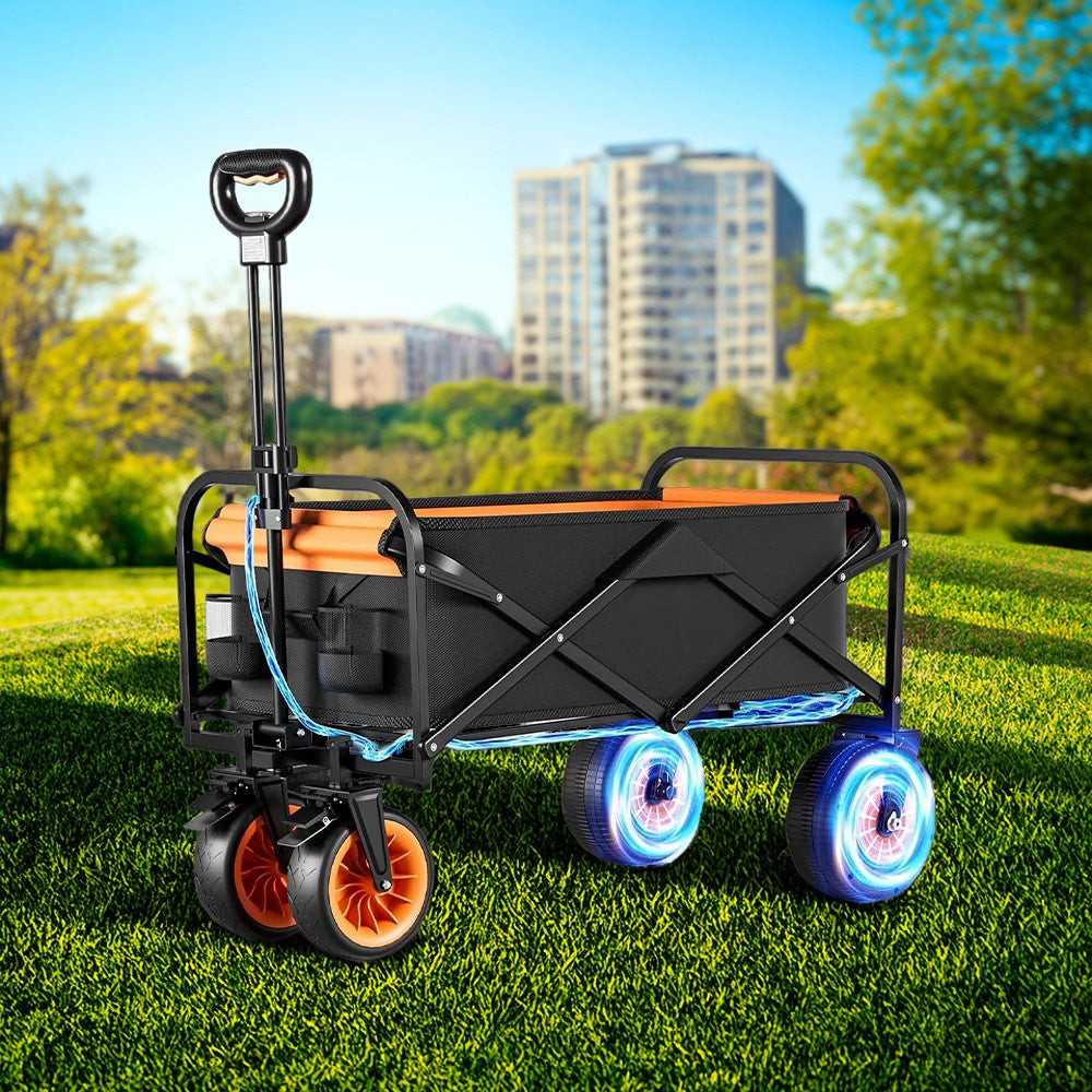 TREKKA ETC001 Electric Folding Camping Cart Portable Collapsible Wagon with Telescopic Pull Handle for Outdoor Use